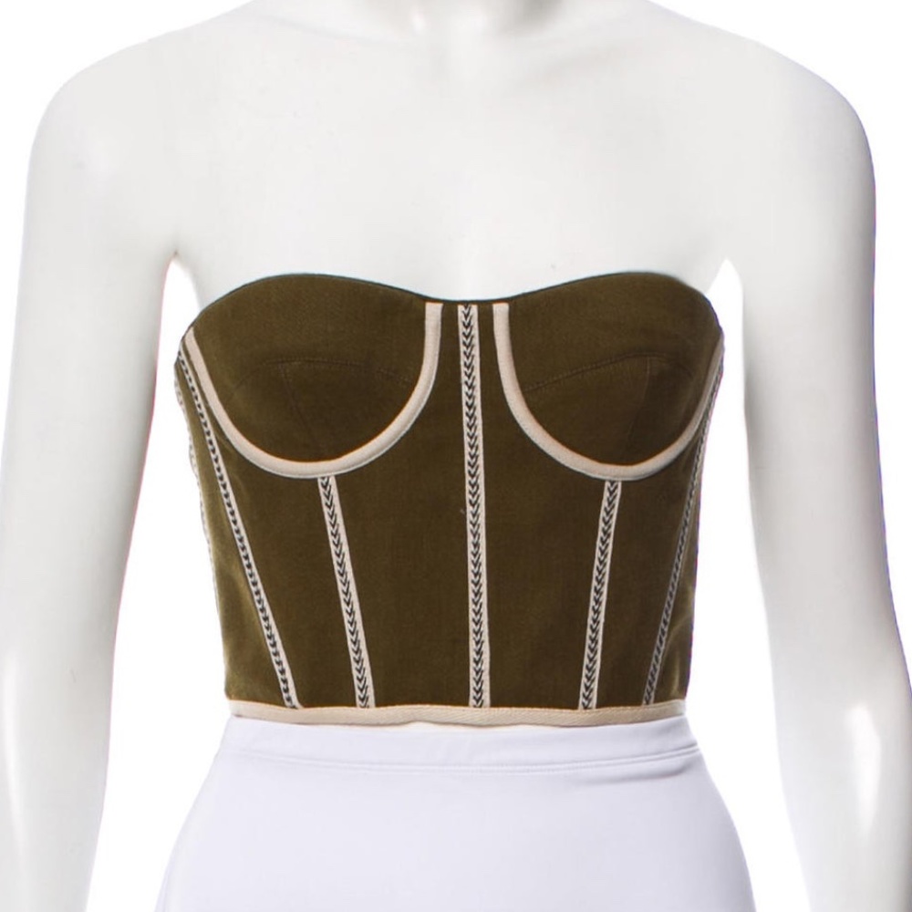 MATTHEW WILLIAMSON Linen-Blend Bustier Top